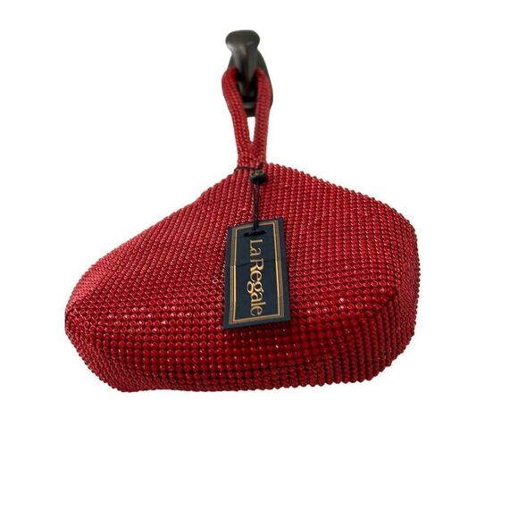 La Regale Clutch Bag Evening Purse Triangle Full Rhinestones Red - Picture 4 of 9